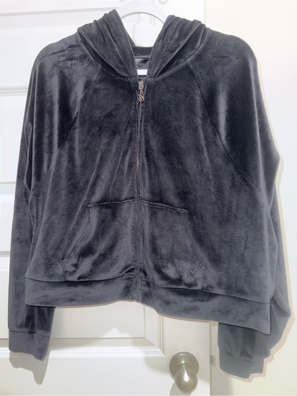 Victoria's Secret Velour Cropped Full-Zip Hoodie